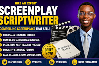 write and edit screenplay, movie, anime, comedy, manga or TV pilot script