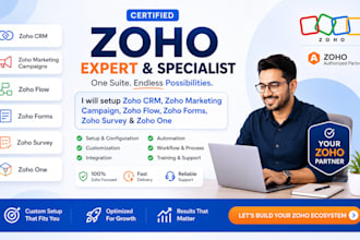 setup zoho CRM zoho marketing campaign zoho flow zoho form zoho survey zoho one