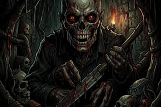 create a dark, horror, underground art illustration