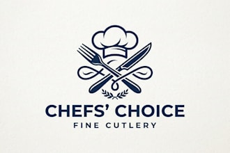 design a professional cutlery logo for restaurants, cafes, and food brands