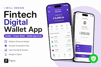 design fintech digital wallet app, ewallet, crypto UI UX