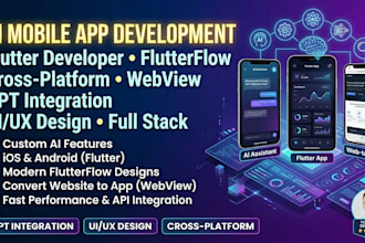 develop ai mobile app, flutter developer webview app flutterflow app ai mobile