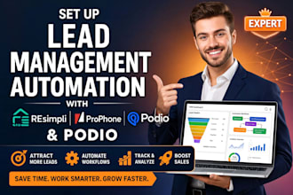 set up lead management automation with  resimpli, prophone workflows and podio