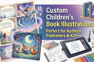create magical bedtime story illustrations for childrens books