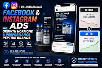 run facebook and instagram ads for growth hormone and performance peptides