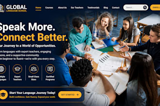 design wix language school website online course website language learn website