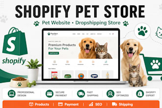 design shopify pet website dog veterinary pet shop pet care dropshipping store