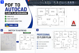 convert PDF, sketch or image drawing to autocad dwg