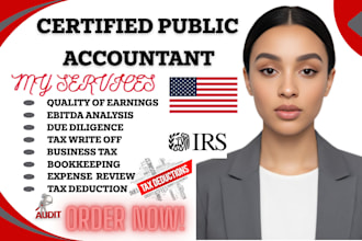 prepare business tax write off report, expense review and deduction summary