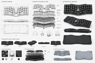 design ergonomic split key keyboard, foldable keyboard, ai smart keyboard