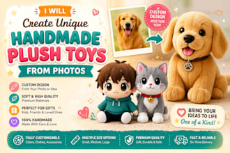 create unique handmade plush toys from photos for gifts and collectors