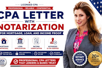 create CPA letter with notarization for mortgage, loan, and income proof