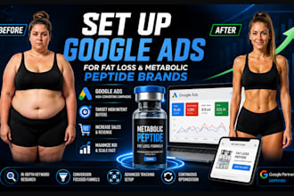set up google ads for fat loss, weight loss,  metabolic peptide brands