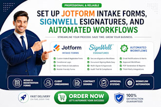 set up jotform intake forms, signwell esignatures, and automated workflows