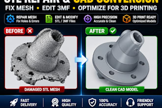 create, modify, repair mesh, fix stl file, edit 3mf for 3d printing design
