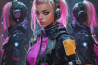 create an anime character , cyberpunk character