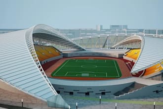 made 3d stadium design, sport facility, basketball court, rugby stadium design