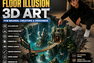 create floor illusion 3d art for brands creators  designers
