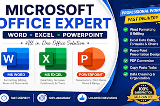 do your ms word, excel, powerpoint and office task