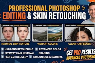 do professional photoshop editing and skin retouching