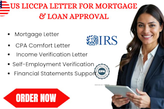 prepare CPA letter for mortgage, loan and more in as soon