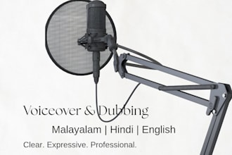 do voiceover and dubbing in malayalam, hindi or english