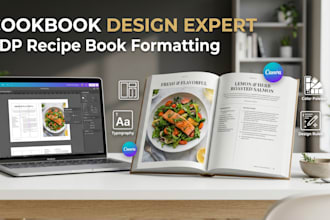 design, and write recipe for cookbook recipe book cover and ebook cover design