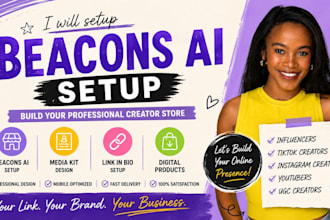 setup beacons ai, stan store, media kit, sales funnel digital products promotion