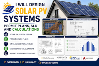 design solar pv systems, permit plans, sld and calculations