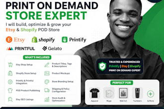 setup etsy shopify print on demand store printify printful etsy pod store