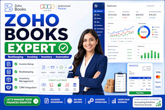 setup zoho books, invoicing, bookkeeping, inventory and finance automation