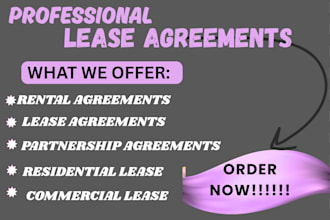 draft a professional lease agreement, rental agreement, and landlord contract