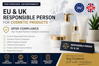 act as your eu, UK responsible person for cosmetic products and gpsr compliance