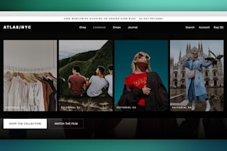 design a professional shopify header, footer, and mega menu