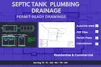 design septic tank drainage plumbing system for permit approval
