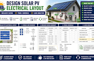 design solar pv electrical layout breaker sizing   panel schedule load analysis