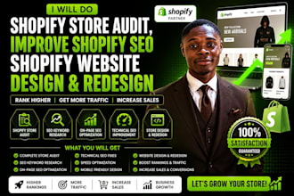 do shopify store audit, shopify SEO, and shopify website design or redesign to i