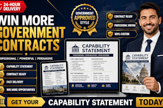write a winning capability statement, rfp, rfq,  for government contract and bid