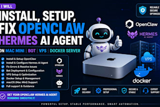 install setup fix openclaw hermes ai agent mac mini bot vps docker server
