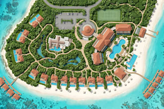 design a detailed resort site map with landmarks and amenities