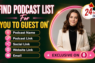 find podcasts for you to be a guest on with host emails