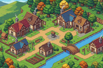 do isometric pixel art background environment 2d retro game scene tileset or map