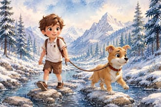 design write and illustrate children book, story book, and kids story