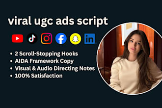 write viral ugc video ad scripts for tiktok, reels, and youtube ads