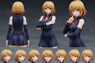 draw anime character reference sheet for your oc, vtuber