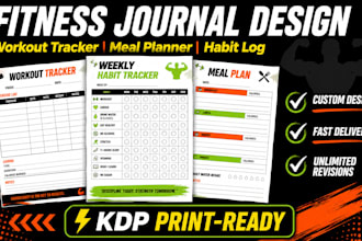 design fitness tracker and habit journal KDP