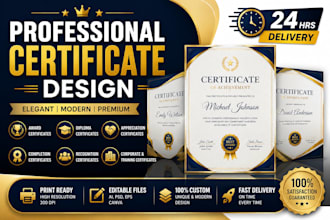 design professional certificate, diploma, award, and appreciation certificates
