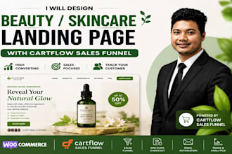 high converting beauty and skincare product landing page with sales