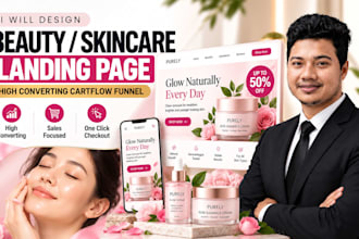 high converting beauty and skincare product landing page with sales