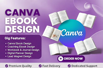 design professional canva ebook, workbook, course planner or fillable PDF